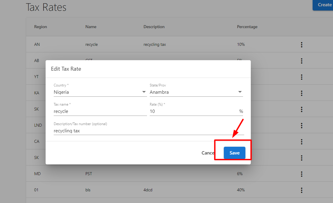Save button location
