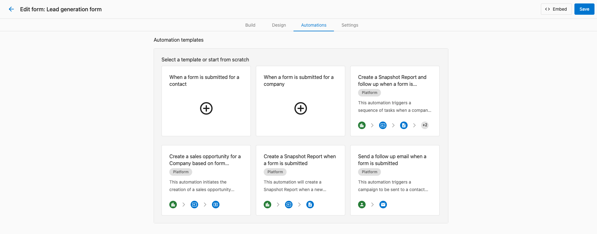 Pre-built automation templates
