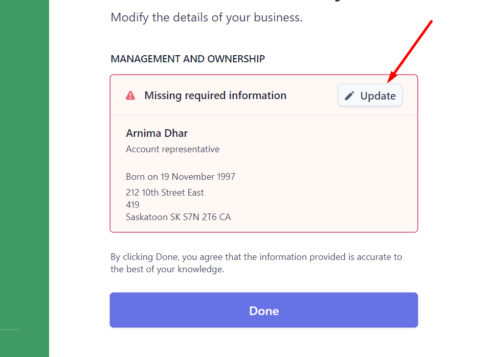 Update owner information