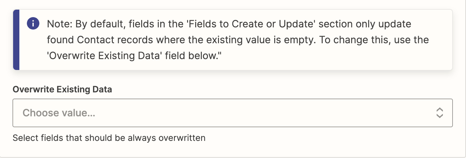 Zapier overwrite existing data