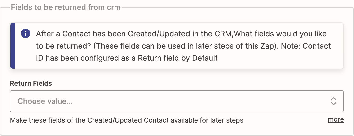 Zapier return fields