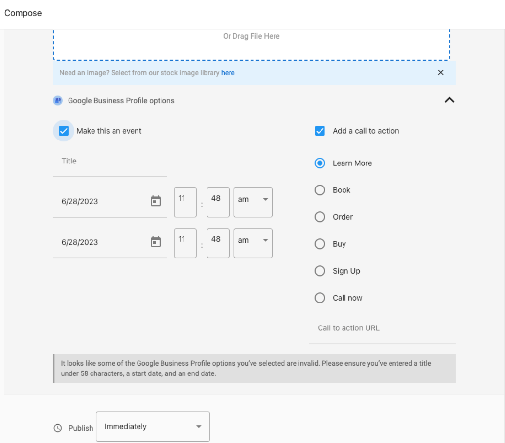 Google Business Events and Call To Actions