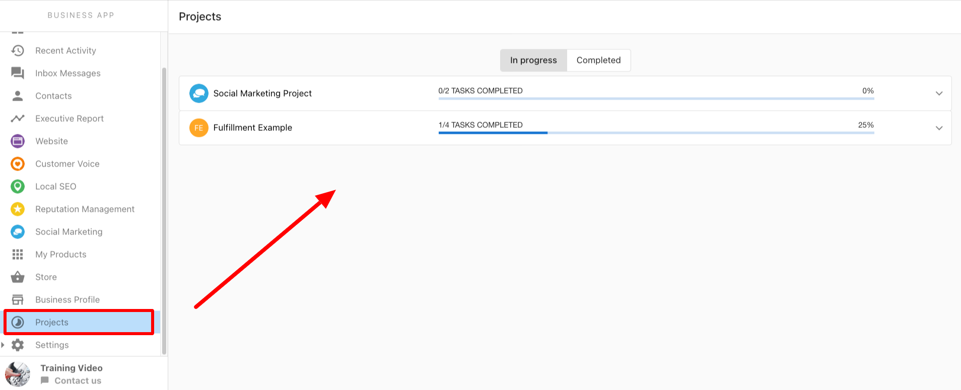 Projects Tab