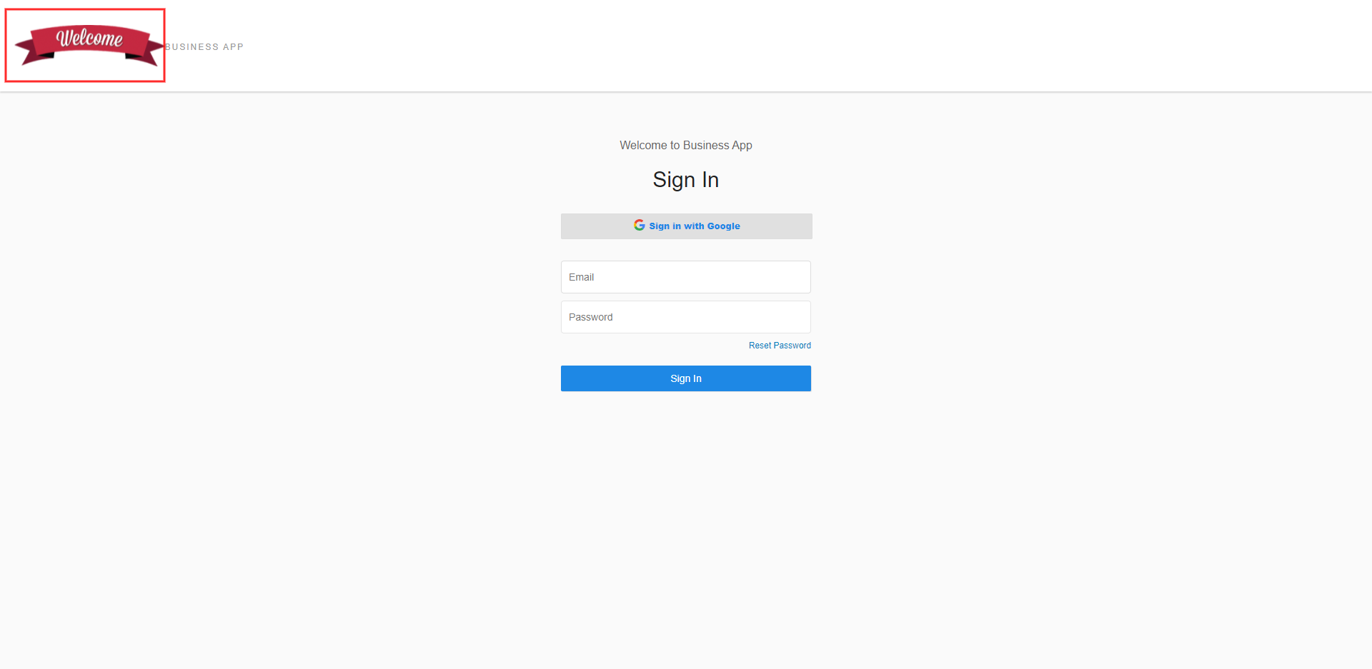 Business App Login Page