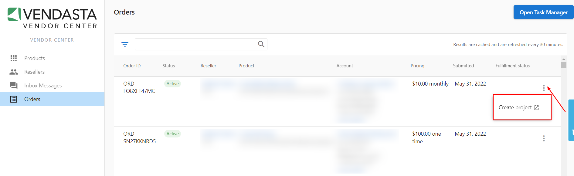 Create Project link