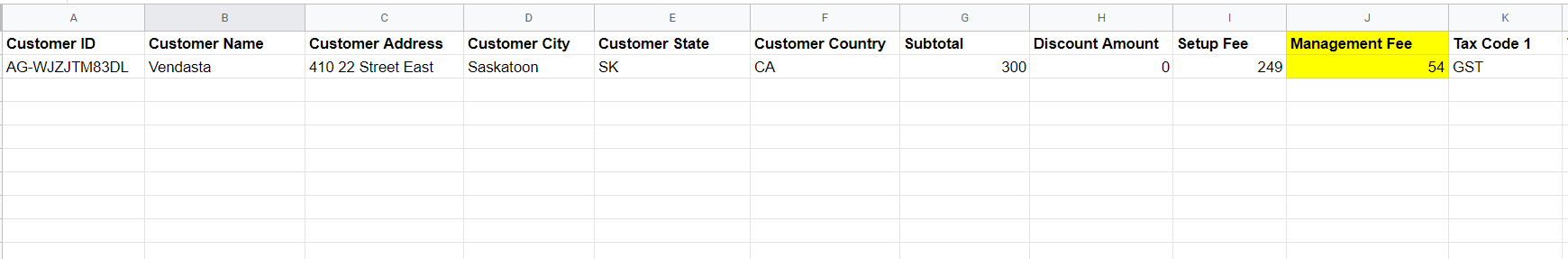 CSV report format