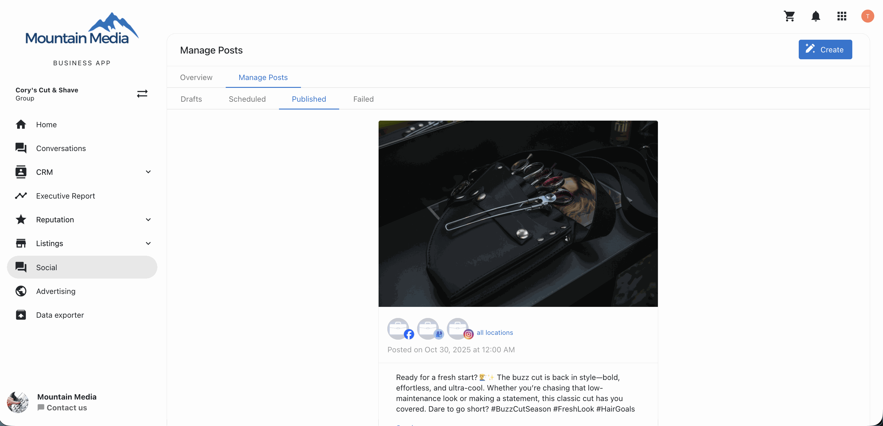 Manage Posts - Drafts Scheduled Published Failed