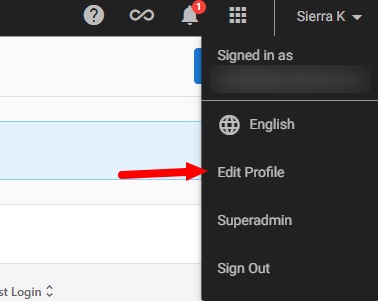 Profile menu showing Edit Profile option