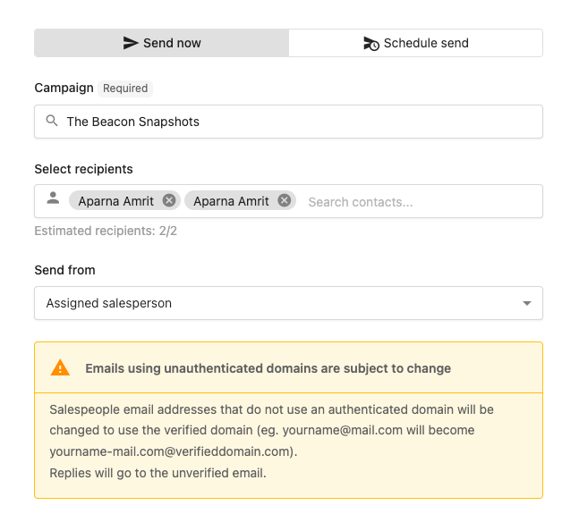 Schedule Campaigns Salesperson