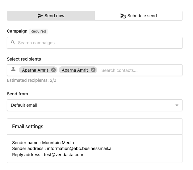 Schedule Campaigns Step 2