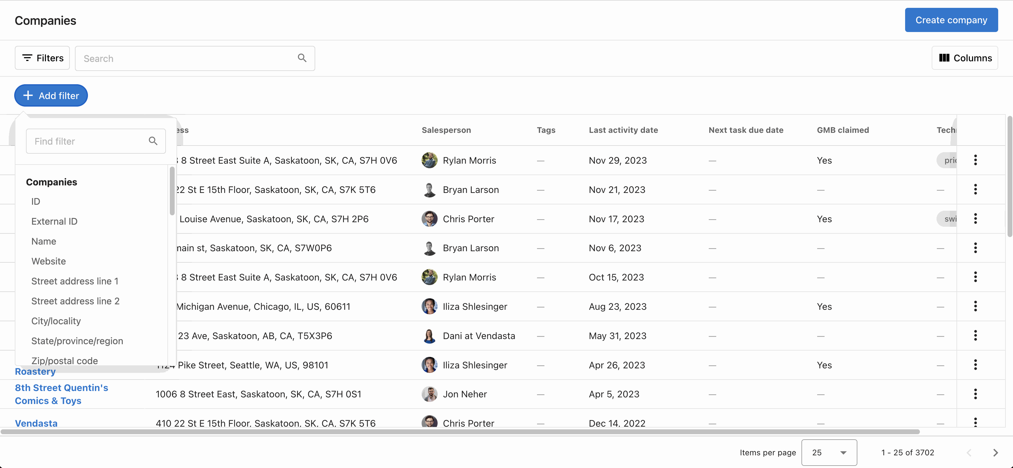 Searching, filtering, and sorting