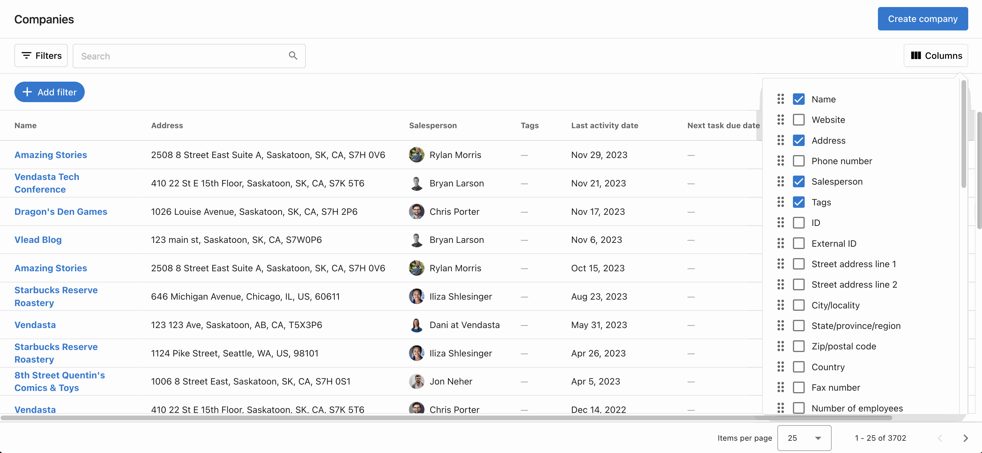 Setting up CRM view