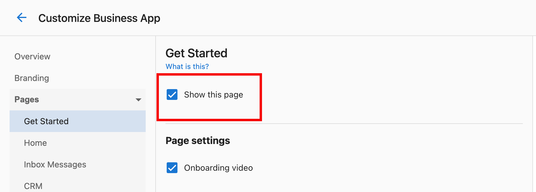 Show This Page Settings