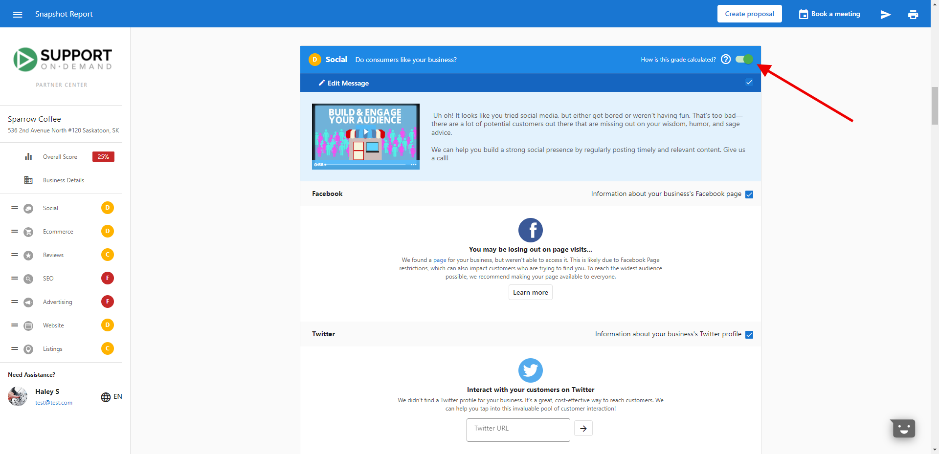 Screenshot showing how to remove sections from the Snapshot Report for all accounts