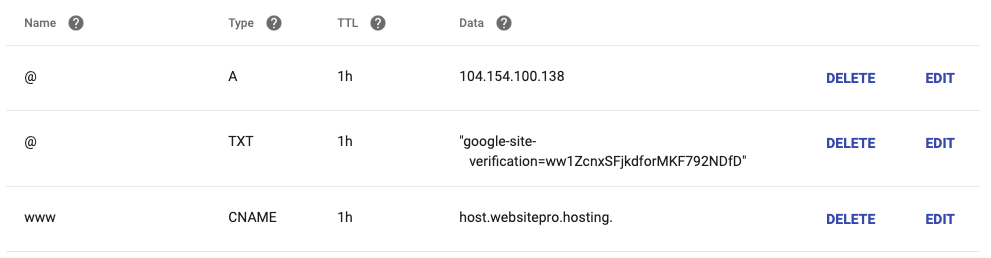 Verification record example