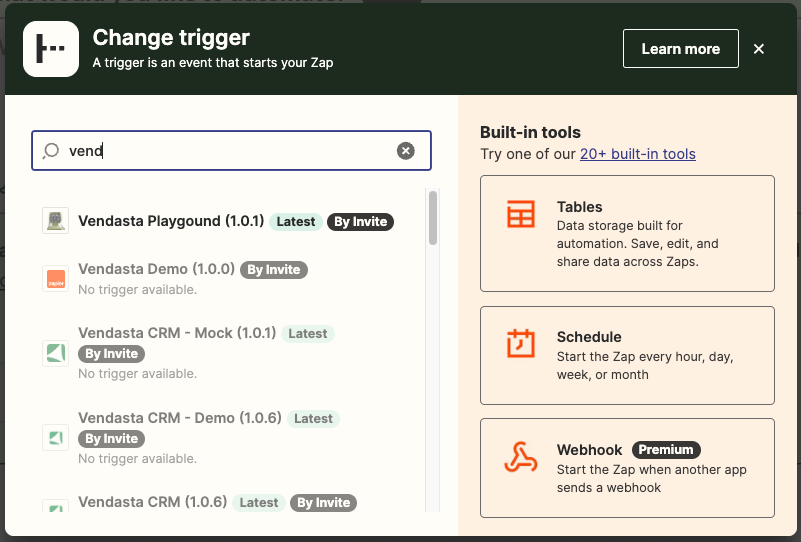 Zapier app greyed out